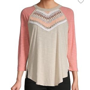 New Free people colorblock cotton blend top S